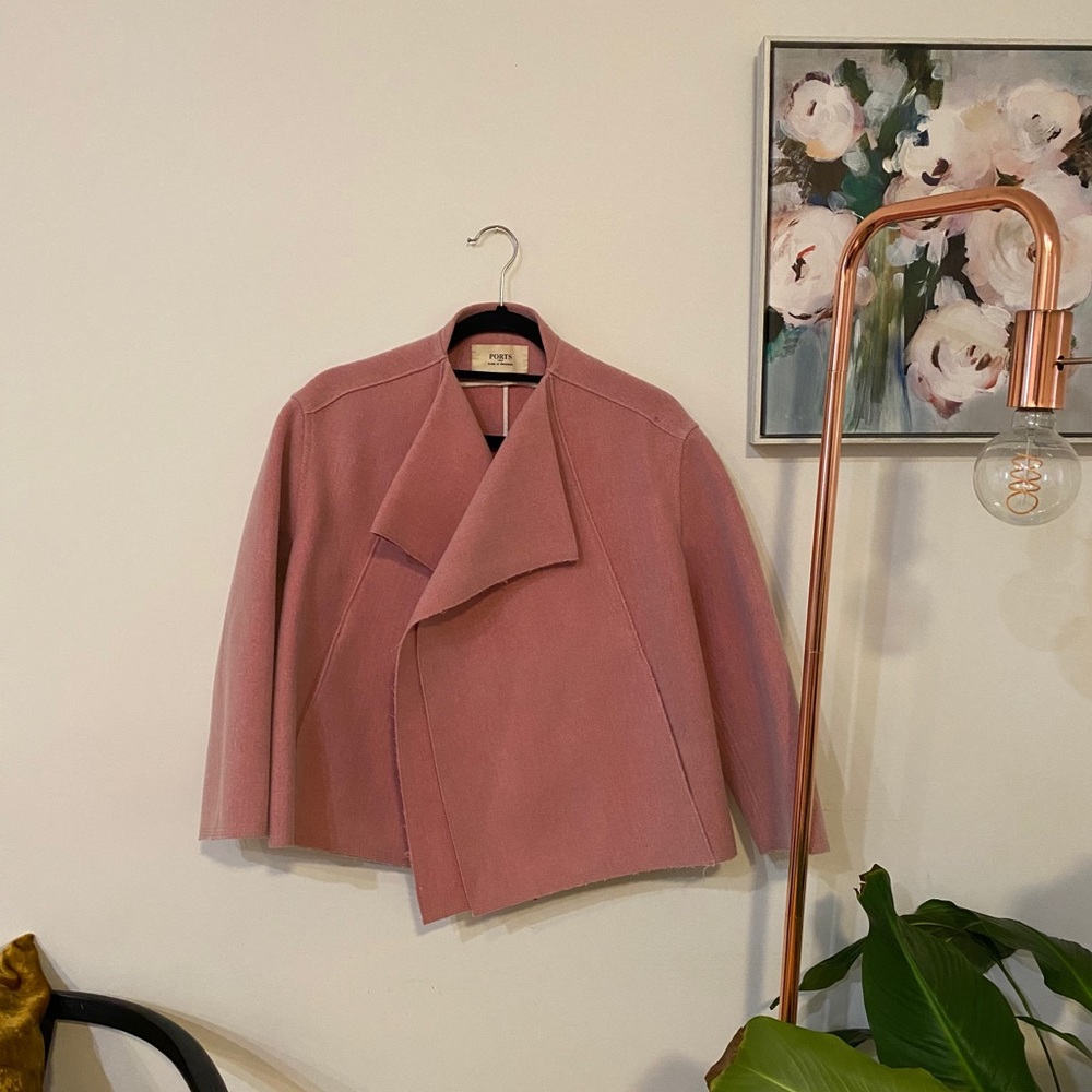 Stunning Chic Pink Parisian Ports Moto Wool Jacket